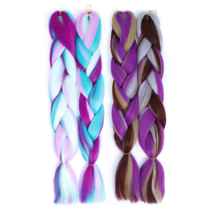 Rainbow Mix Colorful Synthetic Braiding Hair Extensions Soft Jumbo Crochet Braids