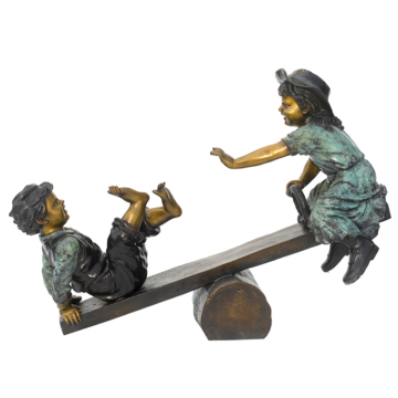 Outdoor garden decoration life size bronze sister and brother statue