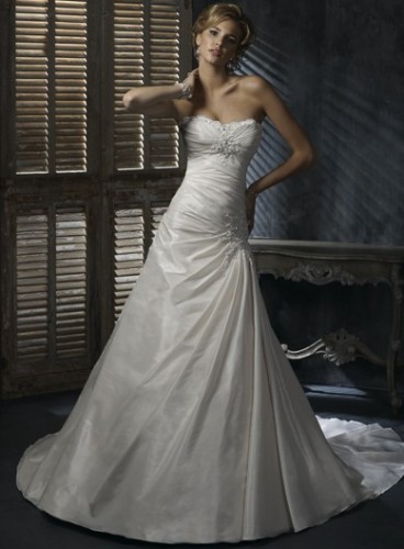 Ivory Taffeta Wedding Dress Bridal Gown Embellished Lace