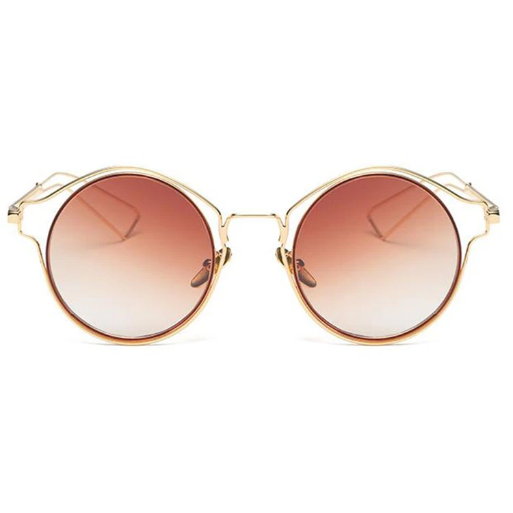 Retro Style Round Shape Metal Sunglasses