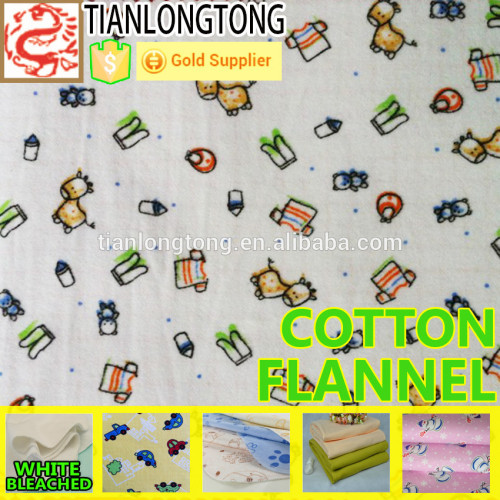 100% cotton flannel printed and plain dyed cotton flannel fabric for Garment wholesale for pajamas baby blanket