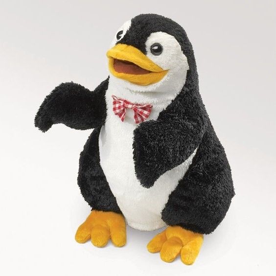 Penguin hand puppet with bowknot