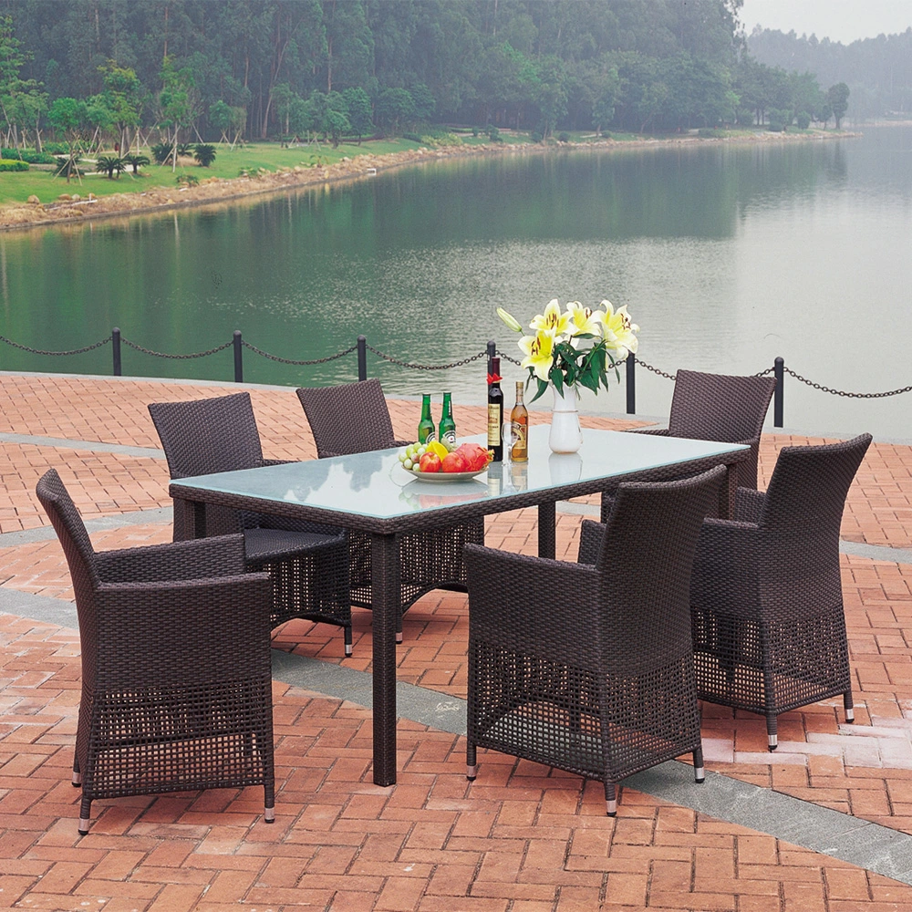 2022 New Design Strong Outdoor Restaurant Poly Wood Indoor Plastic Wood Aluminum Frame Natural Teak or Chinese Ash Wooden Resin Top Table