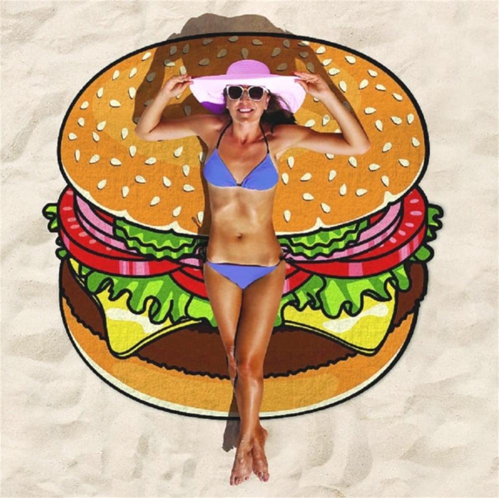 Custom Hamburger Sand Free Beach Towel Blanket