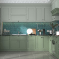 Altıgen Mozaik Cam Yeşil Duvar Mutfak Backsplash Tuğla