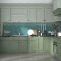 Hexagonal Mosaic Glass Green Wall Kitchen Backsplash Brick