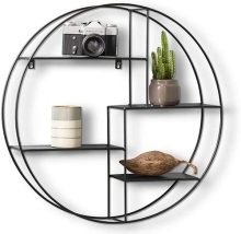 Black Metal Round Wall Floating Shelves