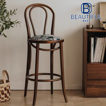 Liangjia curved wood high bar stools