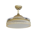 Gold Retractable Ceiling Fan with Crystal Lampshade