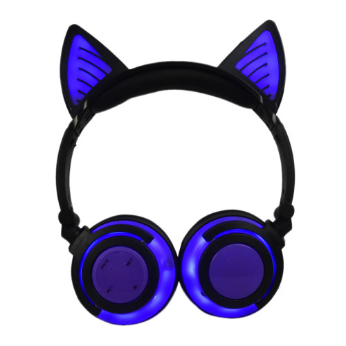 Fones de ouvido de fone de ouvido sem fio Bluetooth gato brilhante sobre a orelha