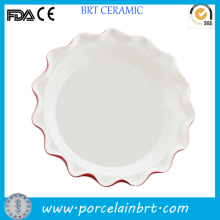 Red Wave Rim Ceramic Pie Plate