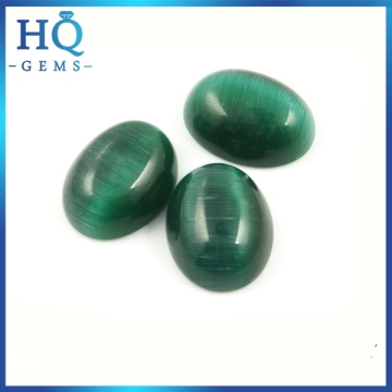 wholesale Green oval cats eye gemstone synthetic cat eye stone