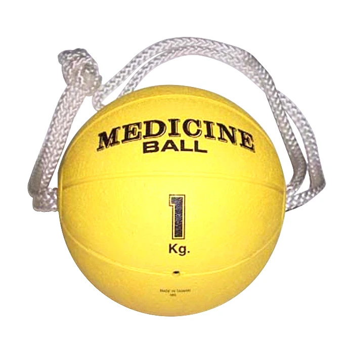 Yellow Rubber Medicine Ball with Rope