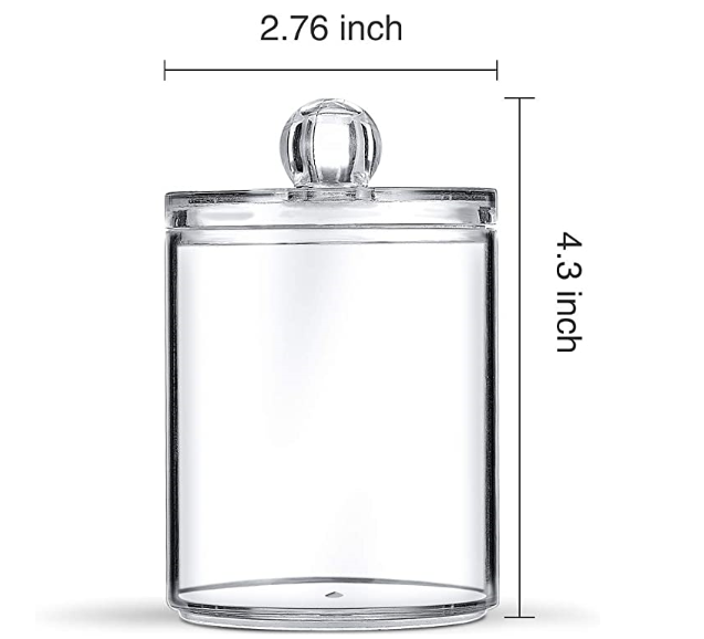 Qtip Dispenser Apothecary Jars Bathroom - Qtip Holder Storage Canister Clear Plastic Acrylic Jar for Cotton Ball,Cotton Swab,