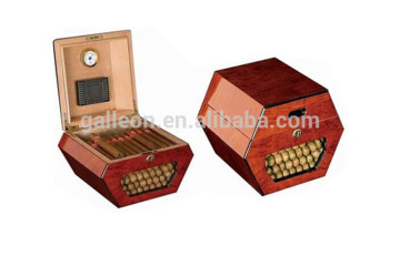 Spanish cedar interior rosewood cigar humidor wholesaler Hexagon design cigar box