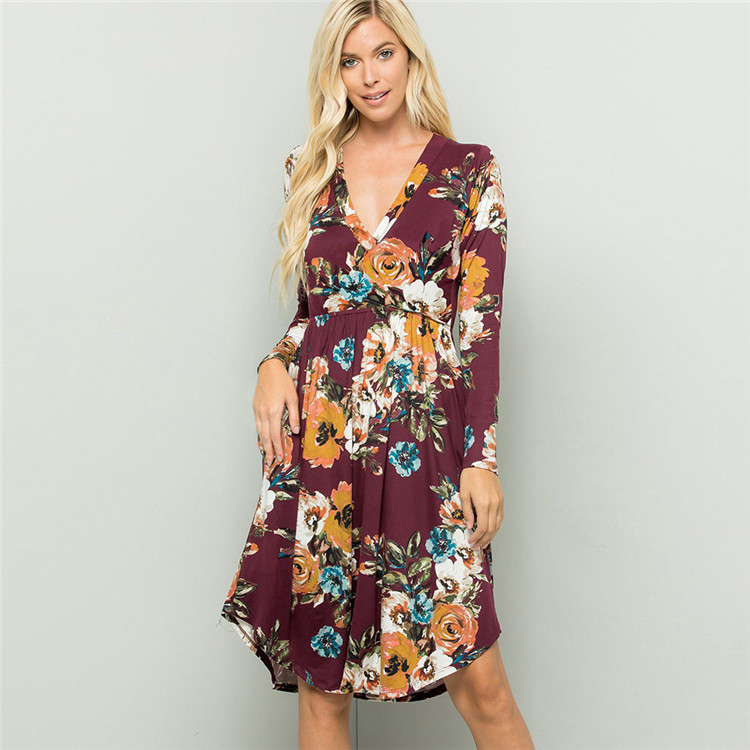 C3829 Long Sleeves Sun Dress For Women Boho Dresses Women Summer Long Dresses Women Casual