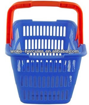 Handheld plastic supermarket shopping basket