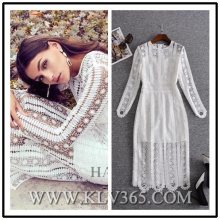 Designer Apparel Women Fashion Autumn Lace Long Sleeve Party Sexy Dress