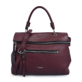 Double Zip Leather Satchel Top-handle Tote Bags