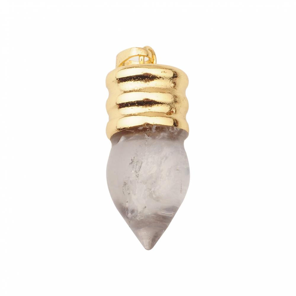 Ampoule Naturelle Pendentif Cristal De Pierres Précieuses Plaqué Or