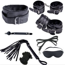 Sex Toys 8Pcs Bondage Kit Set Neck Collar Whip Ball Gag Handcuffs Rope Fur
