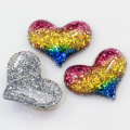 Colorful Glitter Heart Resin Charms For Girls Hair Accessories DIY Craft Decor phone Shell Spacer Items Jewelry Store