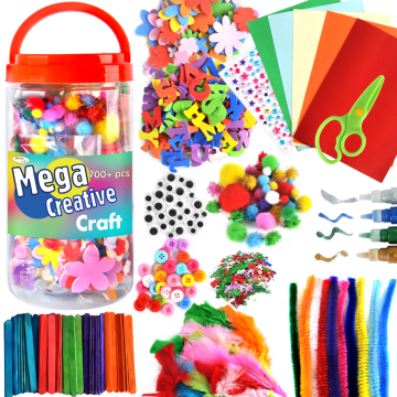 Mega Crafting Supplies Set for Children - Creative Handicrafts in Big Carrying Jar
