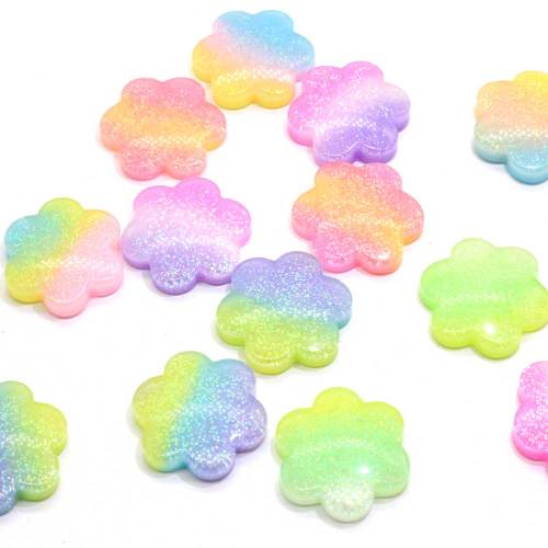 Vente chaude Gradient Coloré Fleur En Forme De Résine Cabochon Pour Artisanat À La Main Résine Perles Charmes Jouet Téléphone Décor