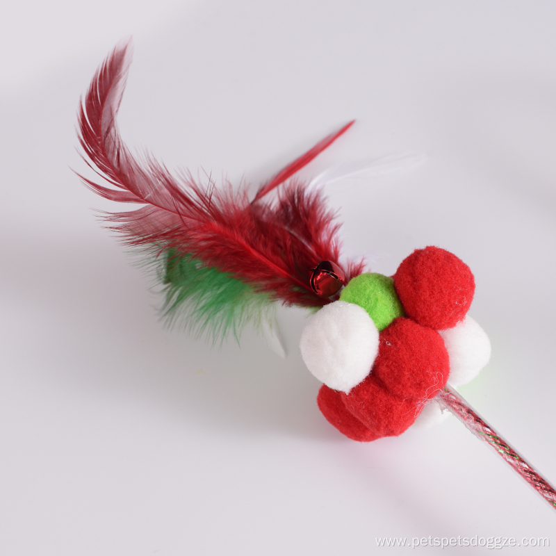 christmas cat teaser wand toy for cat accessories