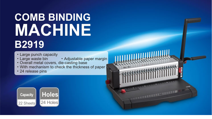 Overall metal covers 24 holes adjustable paper margin comb binding machine