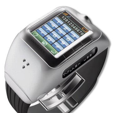 Jam tangan digital, mengukur 63.28 x 48.43 x 17.38 mm, menyokong GPRS, GPRS, WAP dan SMSNew