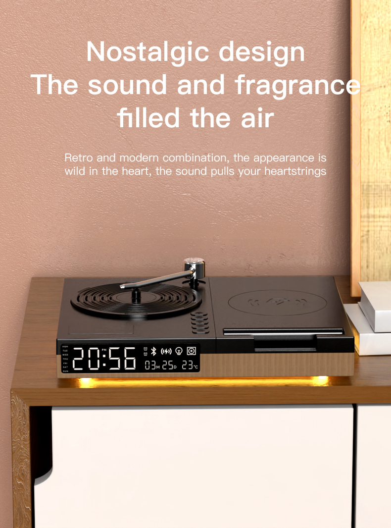 Retro classic phonograph player music digital display home portable multi-function Bluetooth speaker wireless charging
