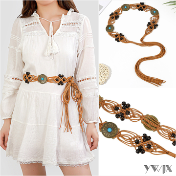 Elegant Metal Tassel Waist Rope in Turquoise Hue