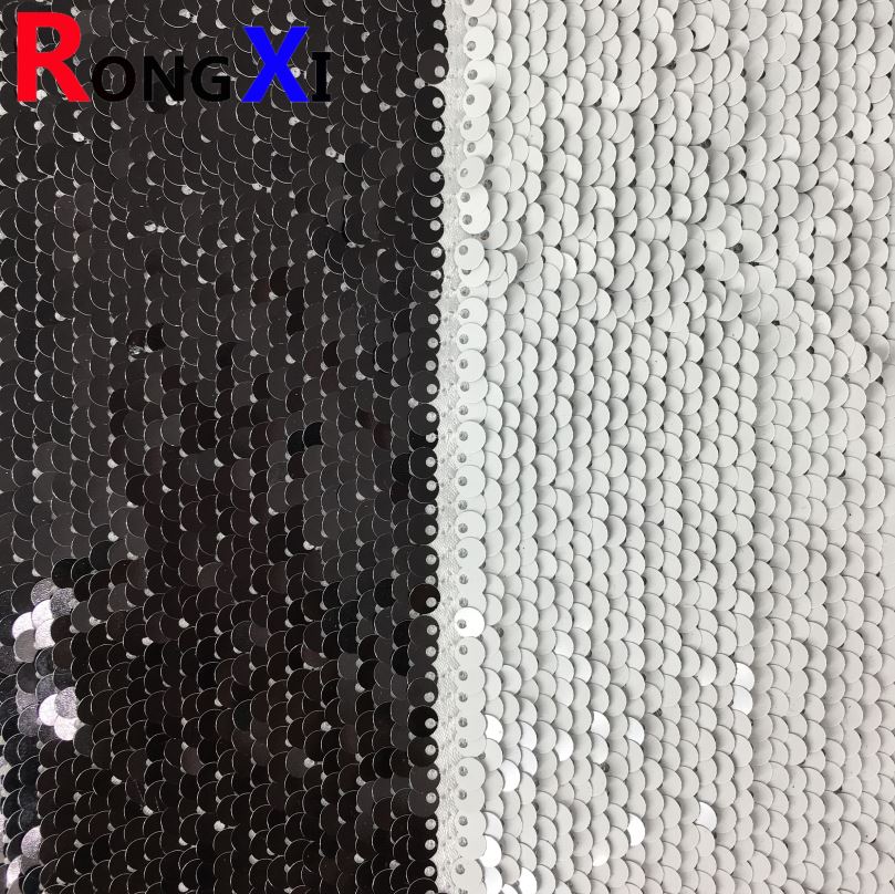 RXF0715 5MM Brand New lace embroidery  BLACK Sequin Fabric Wholesale