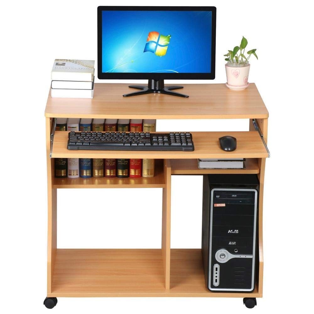 Wall Mounted Floating Desk Home Office Computer table with Wood Shelves