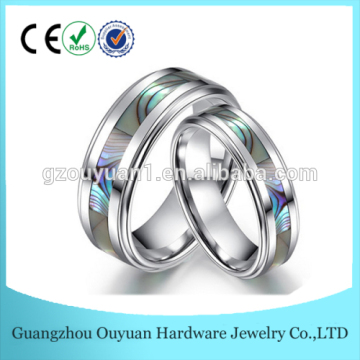Wholesale high shinning tungsten ring jewelry with colorful abalone shell inlay