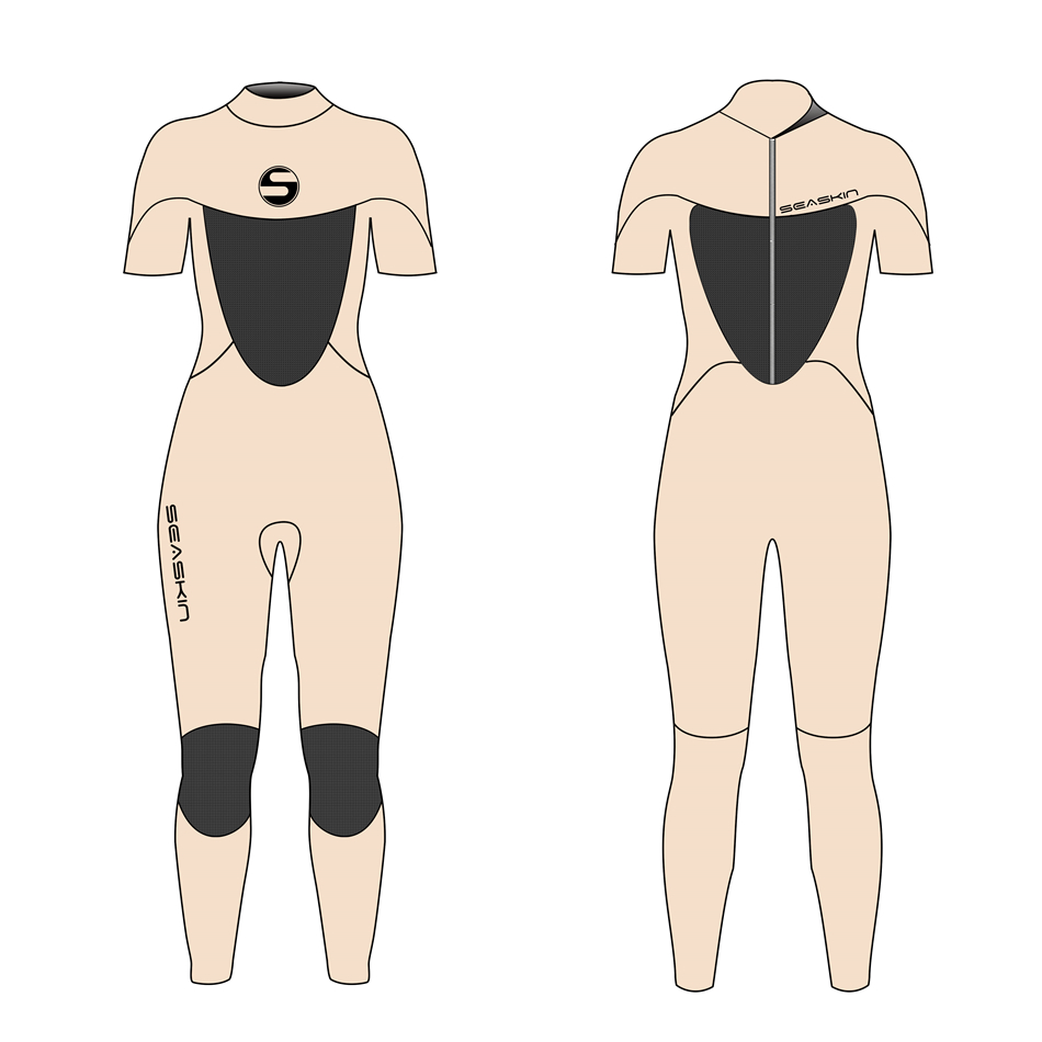 Seaskin Neopren Rücken Reißverschluss Kurzschläfe Frühlingsanzüge