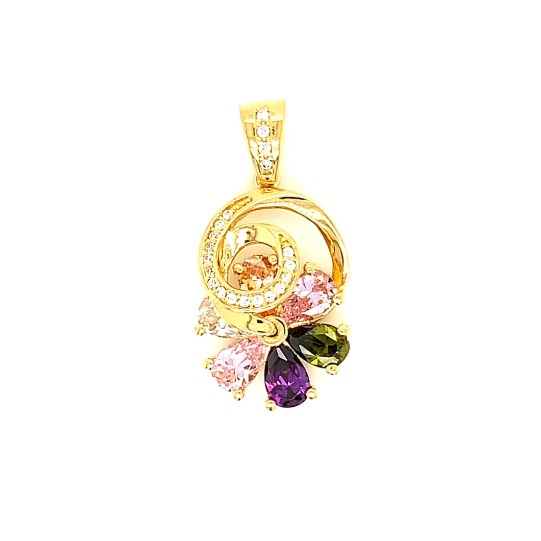 925 Sterling Silver Jewelry Gold Plated Zirconia Fashion Jewelry Turning Flower Multi-Color Jewelry Set for Gift