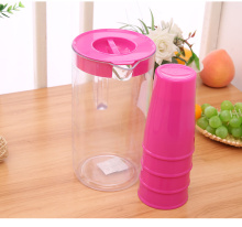 Good Quality Round Transparent One Jug Four Cups Plastic Jug Set
