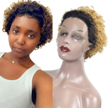cheap brazilian short pixie cut lace wig, wholesale short curly lace front wig,short lace front wigs for black women