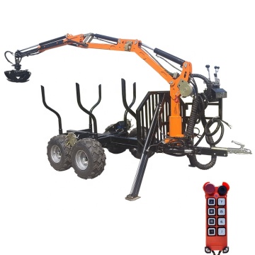 Towable ATV Timber Log Trailer with Hydraulic Crane and Log Grab
