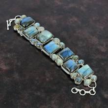 S925 Silver Natural Labradorite Gemstone Bracelet Jewelry