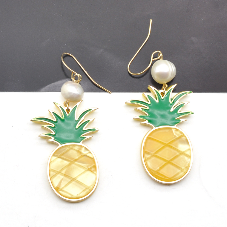 Newest design yellow acrylic cute pineapple earrings jewelry