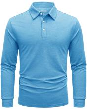 Long Sleeve Polo Shirts Golf Casual Polos Collared Shirts with 3-Button Lightweight Tops Sports Outdoor