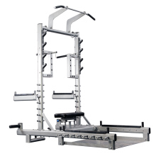 Adjustable barbell weight lifting squat and push frame