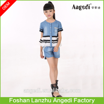 Wholesale clothes girls denim clothing sets