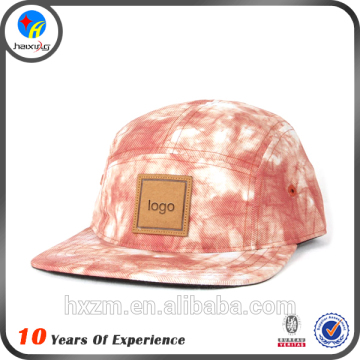 Haixing leather label design 5 panel cap factory