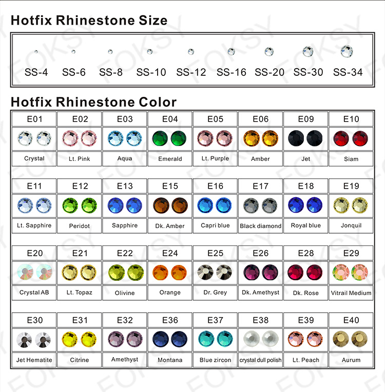 color chart#rhinestone --Foksy