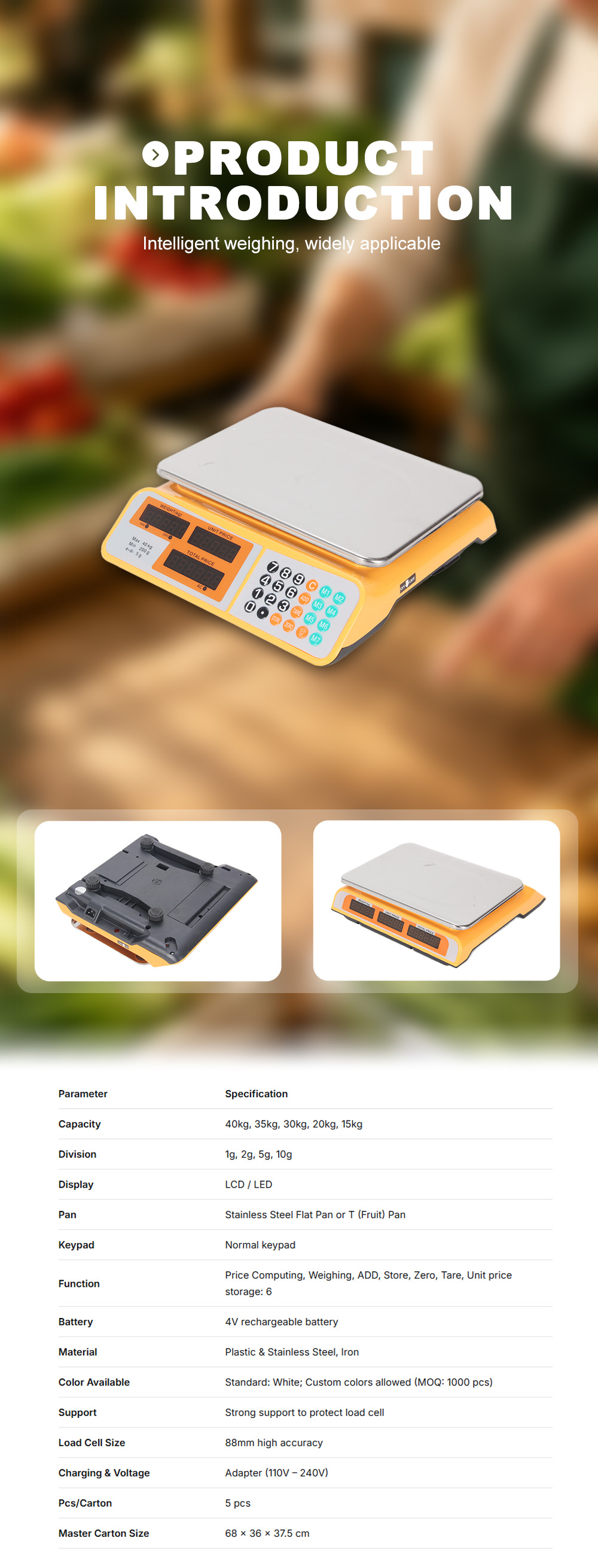 ACS‑806 เครื่องชั่งคำนวณราคาดิจิตอล X ACS‑806 Digital Price Computing Scale X