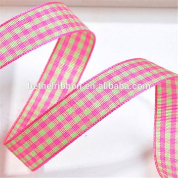 Fashion Fancy plaid material Fashion promotional brand name printed ribbon